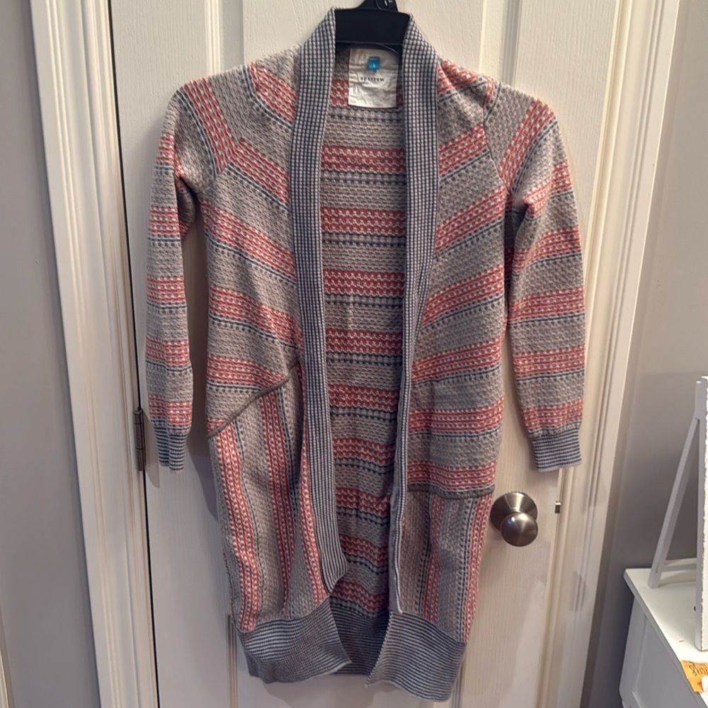 Sparrow Long Open Front Wool Blend Cardigan Sweater Small